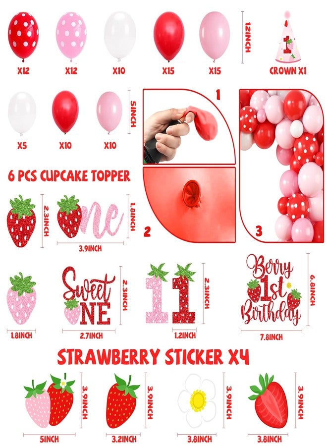ILUIGGW Berry First Birthday Decor, Strawberry 1st Birthday Decorations Girl with Strawberry Balloons Berry First Party Backdrop Photo Banner Cake Toppers for Girl 1st Party Decorations - Image 5